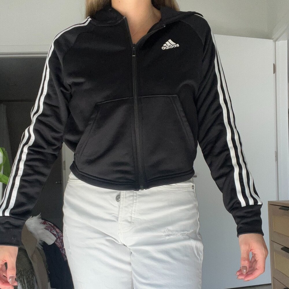 Adidas Black Croped Zipper Hoodie